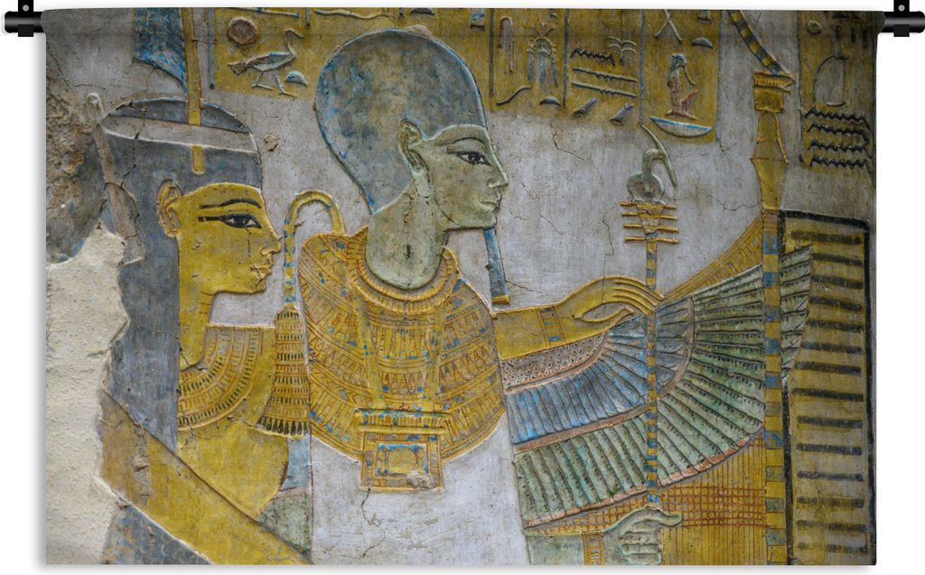MuchoWow Wandteppich Wandbehang Malerei in Ägypten 150x100 cm Tapisserie Dekoration Wandtuch - Waschbar - Tapisserien - Wand-Decke