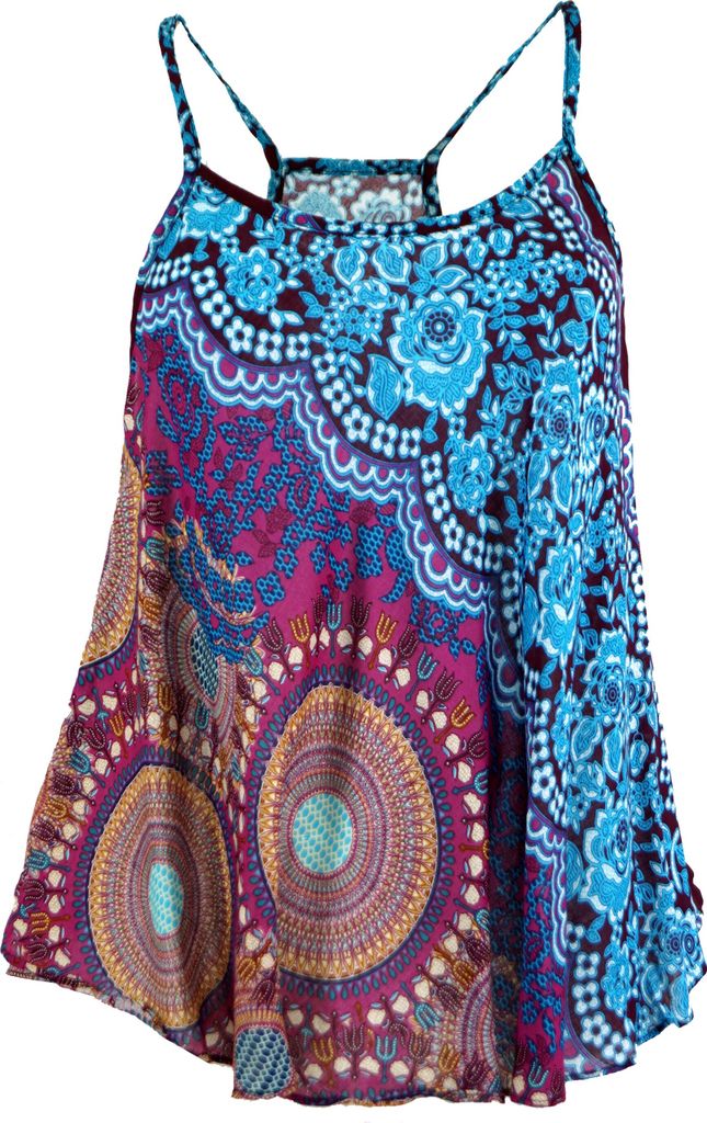 Boho Trägertop, Sommertop, Damentop, Strandtop - Türkis/flieder, Pink, Viskose, Tops & T-Shirts