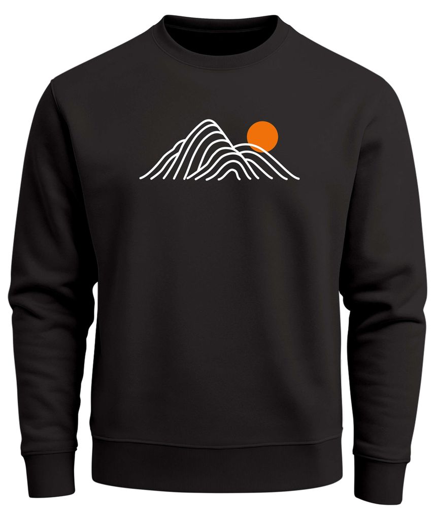Sweatshirt Herren ohne Kapuze Frontprint Mountain Lines Rundhals-Pullover Fashion Outdoor Streetwear Neverless