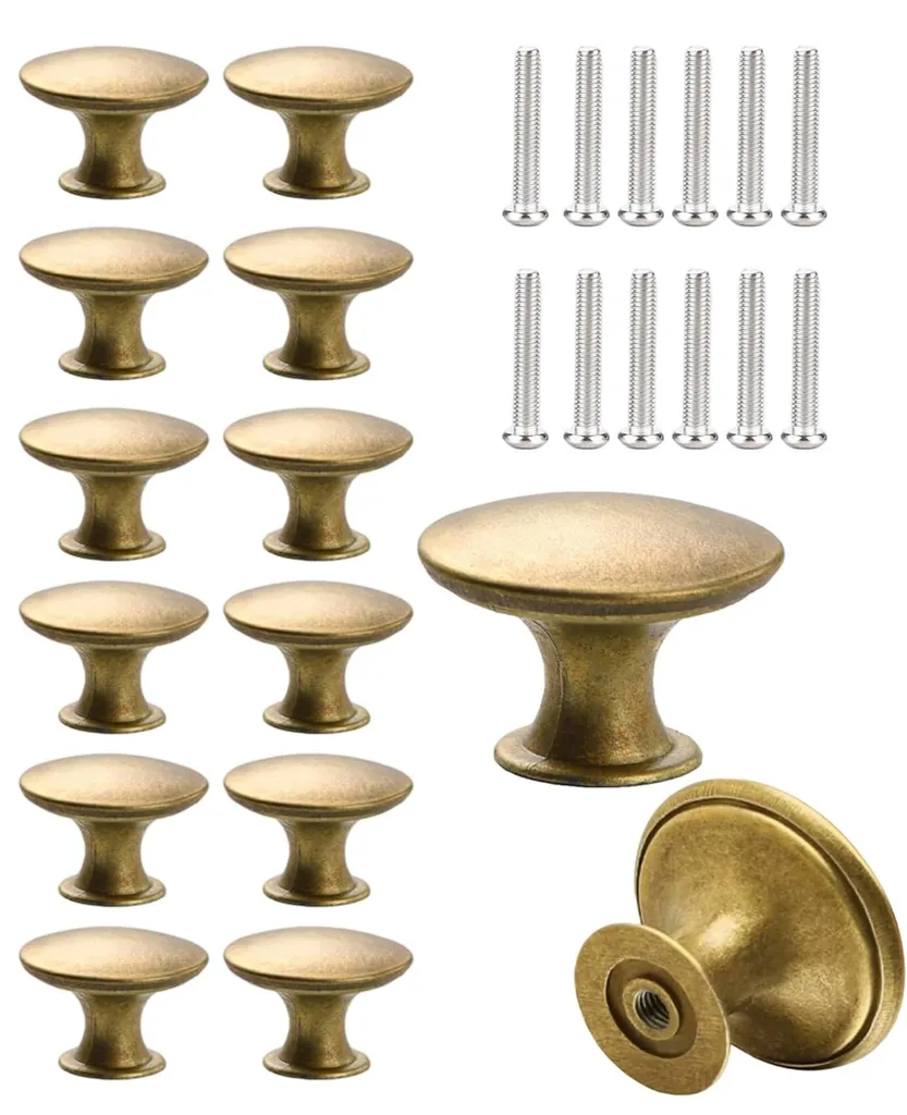 Boutons de Meuble en Laiton Doré 30mm : Pack de 12 Pièces Rétro