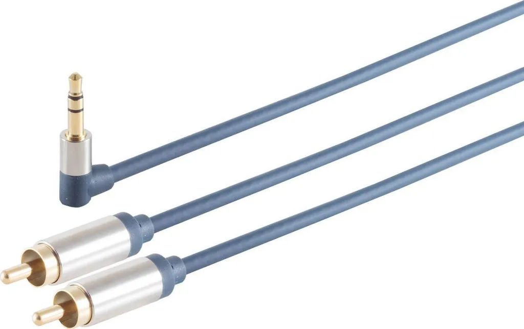 Câble Audio Coudé pour Home Cinéma Jack 3.5mm vers 2 RCA S/CONN Or Slim