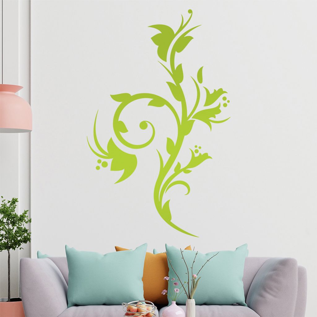 Schöne Blüten Ranke Wandtattoo in 6 Größen - Wandaufkleber Wall Sticker - Dekoration, Küche, Wohnzimmer, Schlafzimmer, Badezimmer