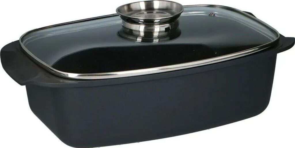 JUNG ALPINA Aluguss Bräter + Deckel, Ofenfest 5,5 L, Schmortopf, Bratentopf, Aluminiumguss, Ofenform, Alugussbräter, Kochtopf, Schmorpfanne 39 cm