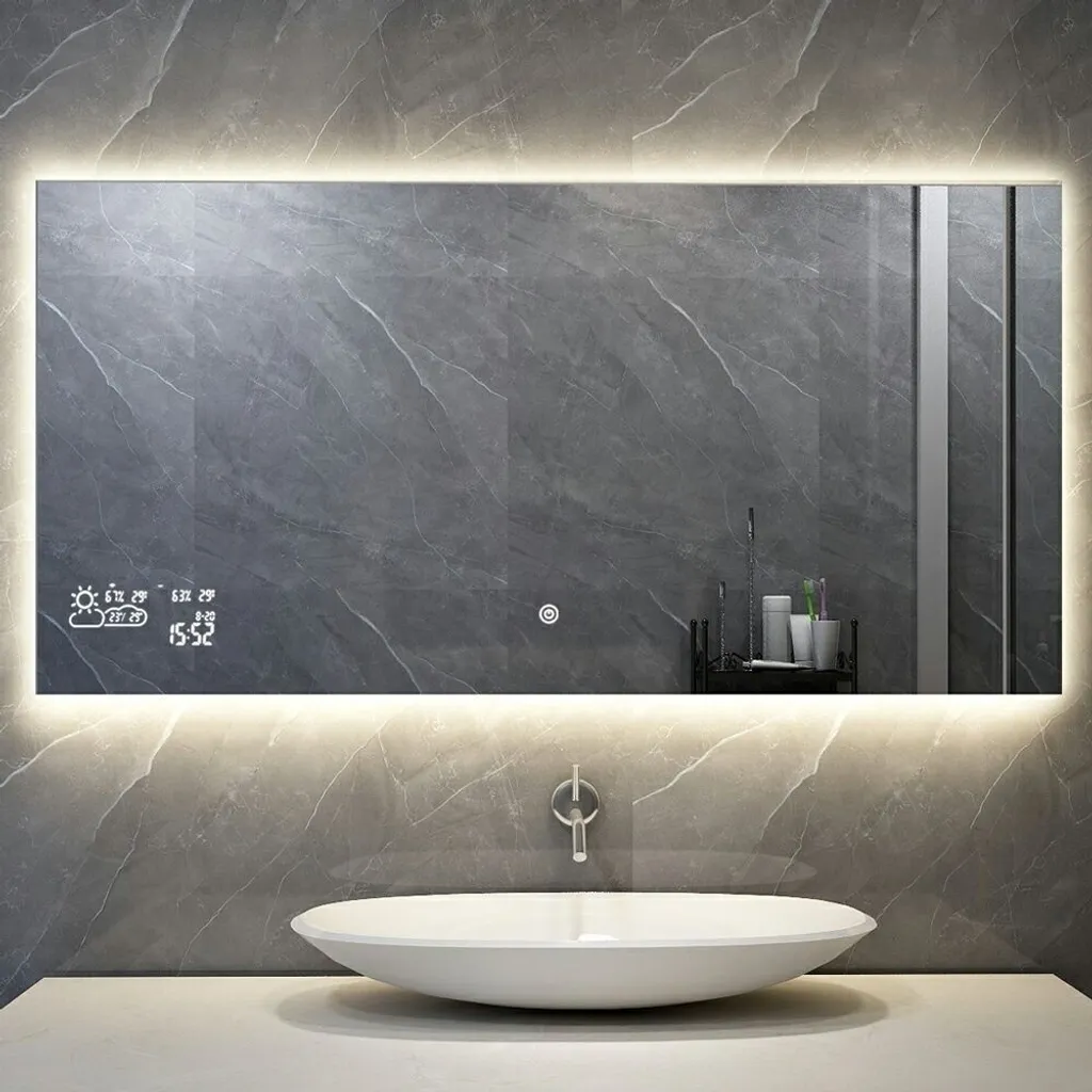 Miroir de salle de bain LED chauffant 350W infrarouge 60x100 cm