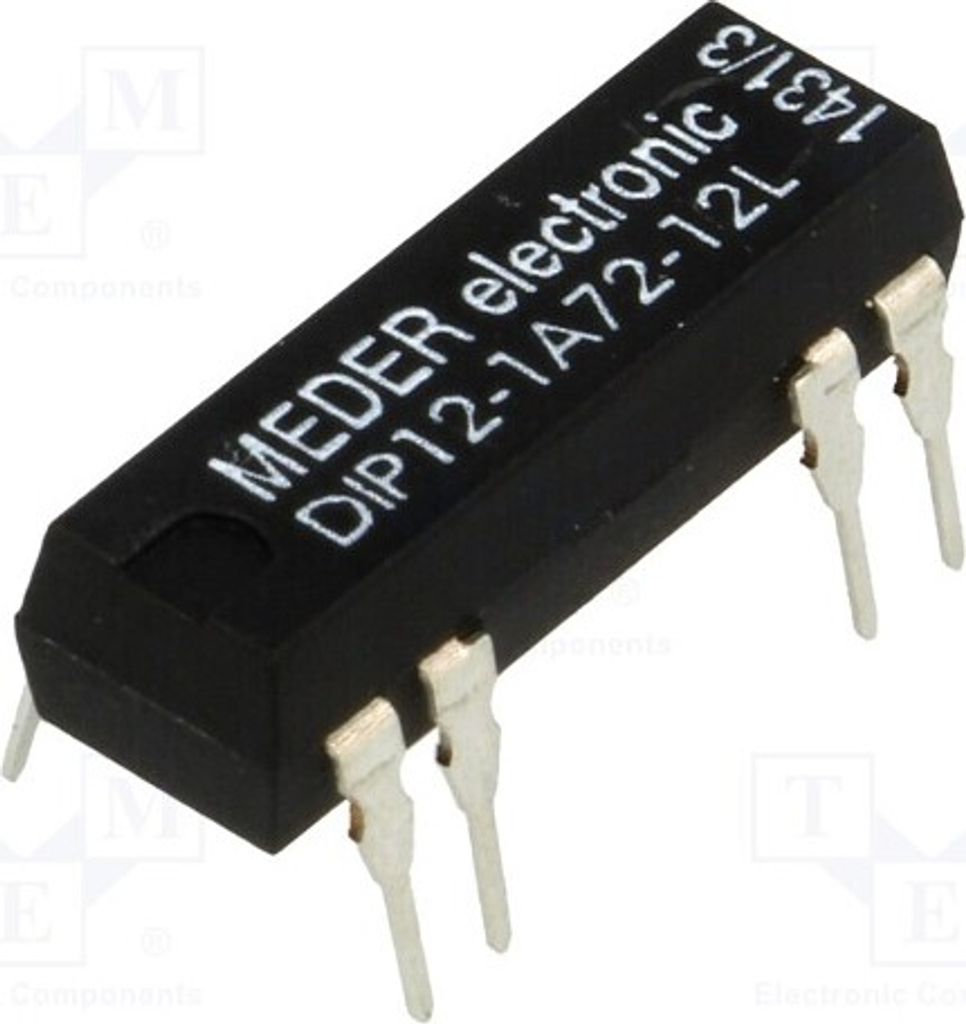 1x Relais: Reed USpule : 12VDC max.200VDC 1A max.200VAC DIP12-1A72-12L Elektroma
