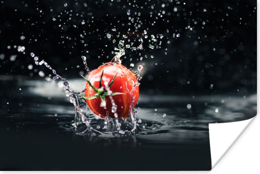 MuchoWow Poster Tomate - Gemüse - Stilleben - Wasser - Rot 30x20 cm - Plakate - Print