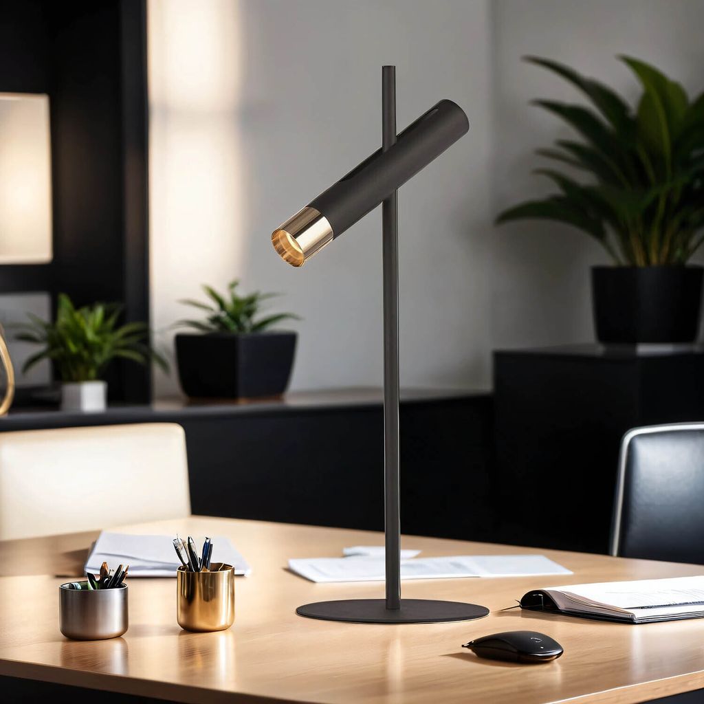 LED Schreibtischlampe Metall 50,5 cm hoch in Schwarz Gold warmweiß 3000 K 272 lm Modern Tischlampe