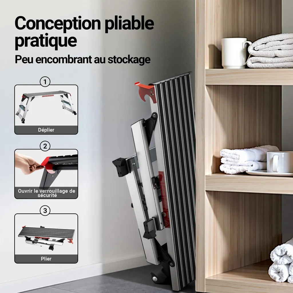 Plateforme Aluminium Antidérapante Wiltec avec Surface de Marche 95x30