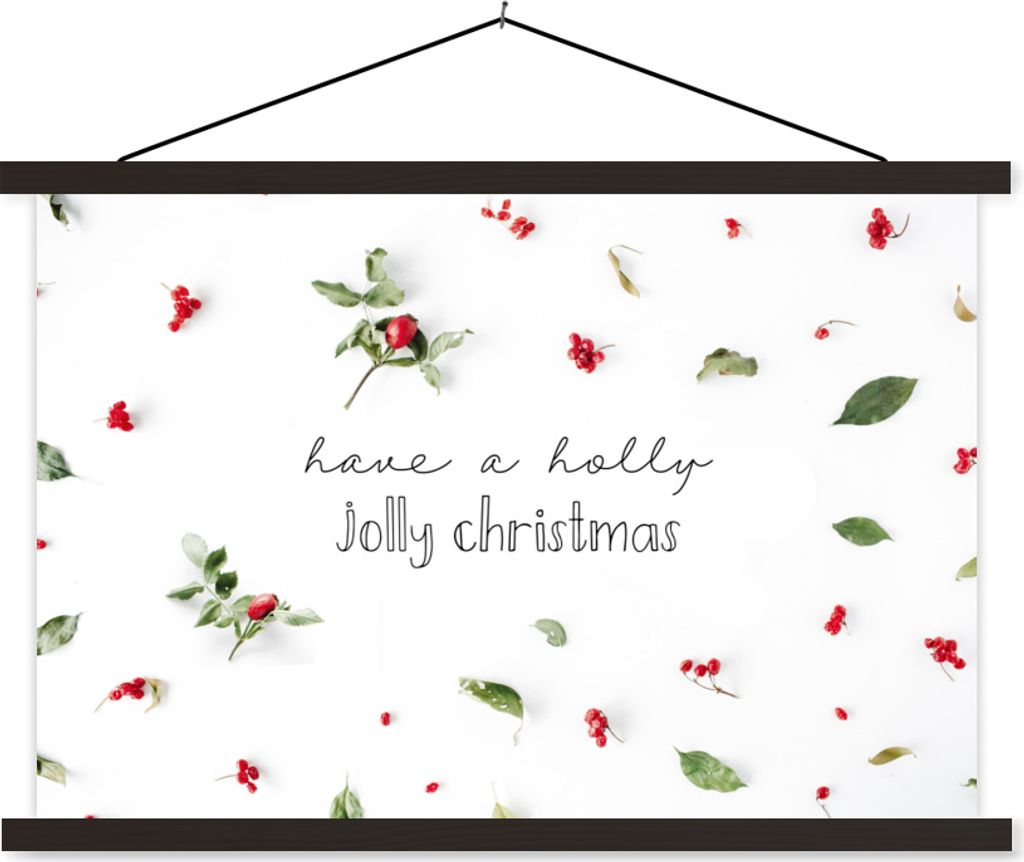 MuchoWow Textilposter Winter - Zitat - Weihnachten - Mistelzweig 90x60 cm mit schwarzem Rahmen - Aufhängungssatz