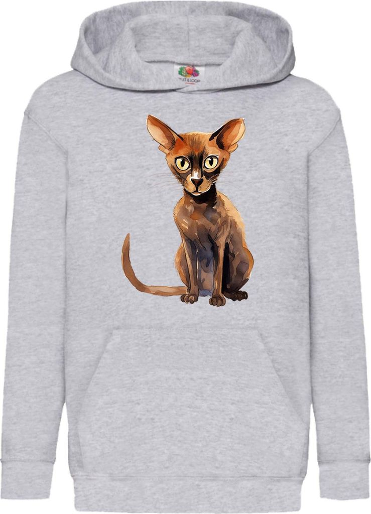 Kinder Kapuzenpullover Funny Cats Breeds Peterbald Cat, 7-8 Jahr - 128 / Grau