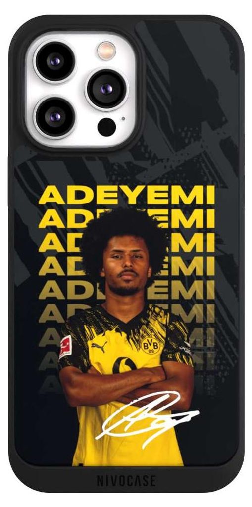 NIVOCASE Handyhülle für Apple iPhone 14 Pro Max Hülle NIVOpure Case Schwarz BVB Borussia Dortmund Karim Adeyemi