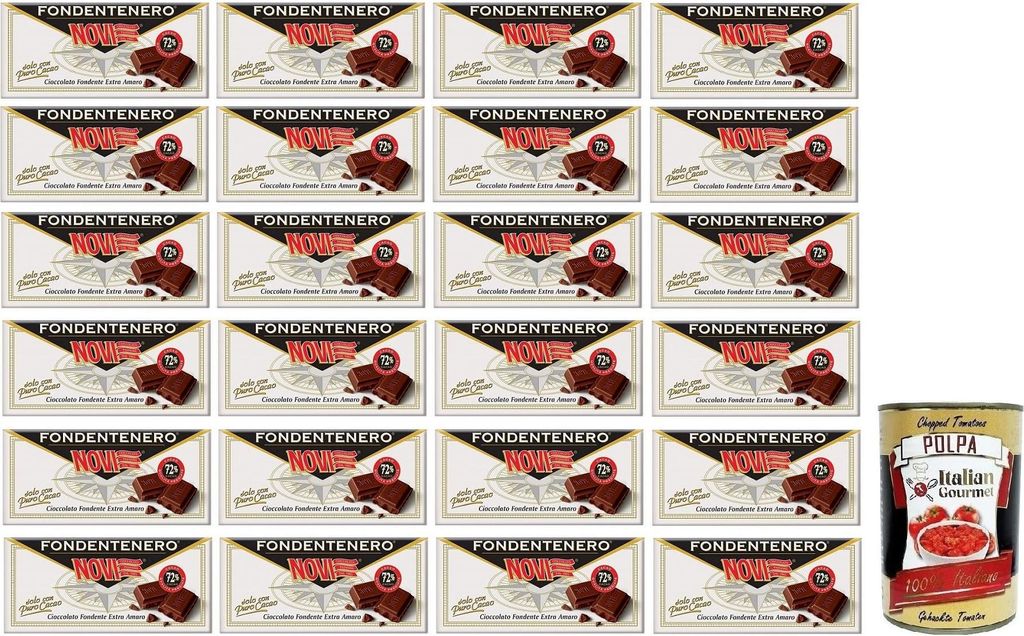 24x Novi Fondentenero,Intensive Extra Dunkle Schokolade,72% Kakao,100g + Italian Gourmet Polpa di Pomodoro 400g Dose