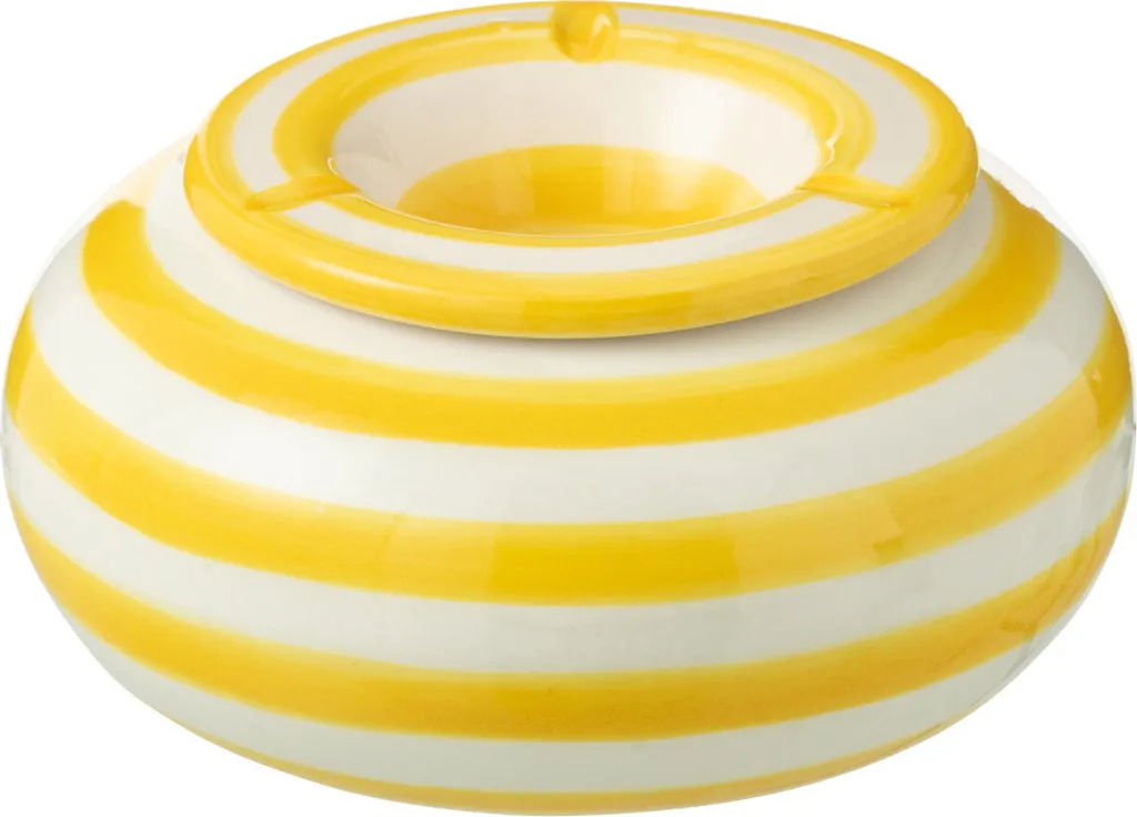 Grand Cendrier Décoratif J-Line Granada Stripes pour Salon et Terrasse Été