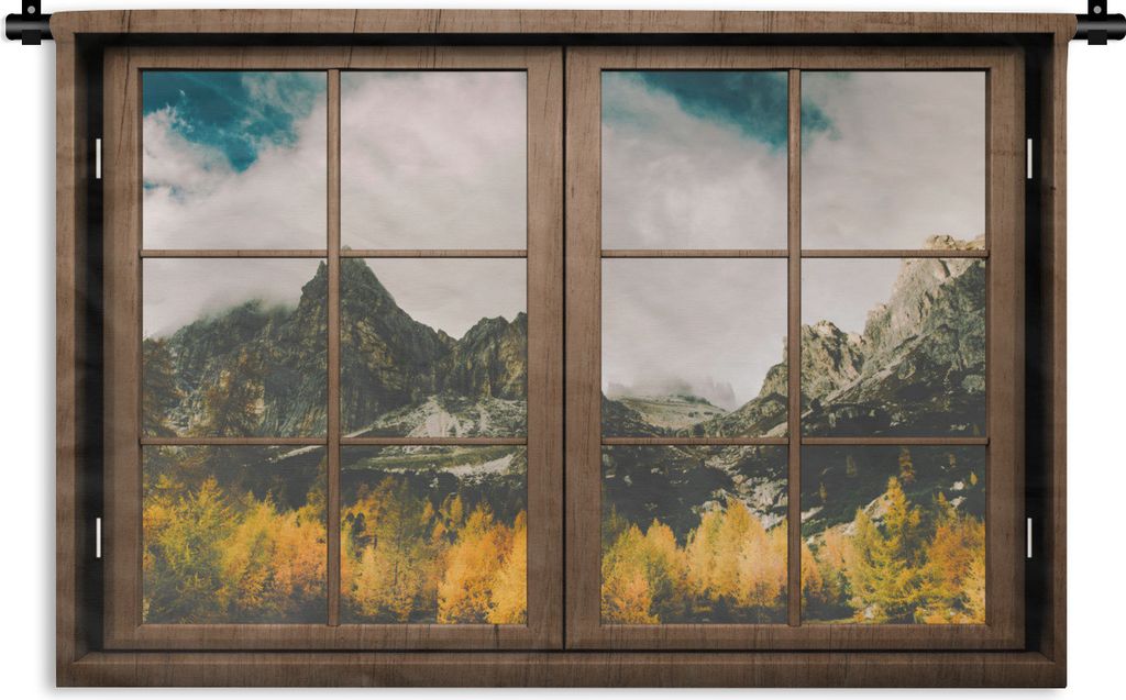 MuchoWow Wandteppich Wandbehang Aussicht - Berg - Baum 90x60 cm Tapisserie Dekoration Wandtuch - Wandskulpturen - Bildteppich