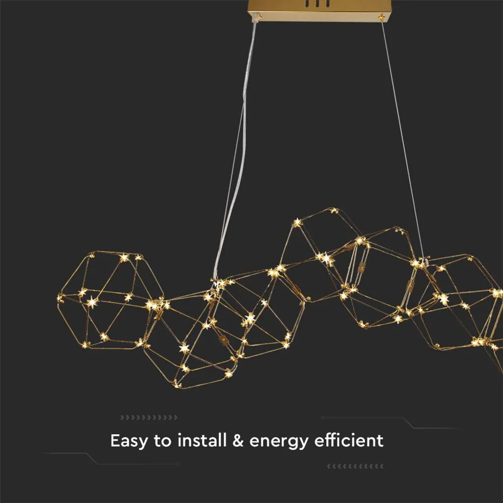 Lustre LED suspendu doré pour salon et salle à manger style contemporain - 9