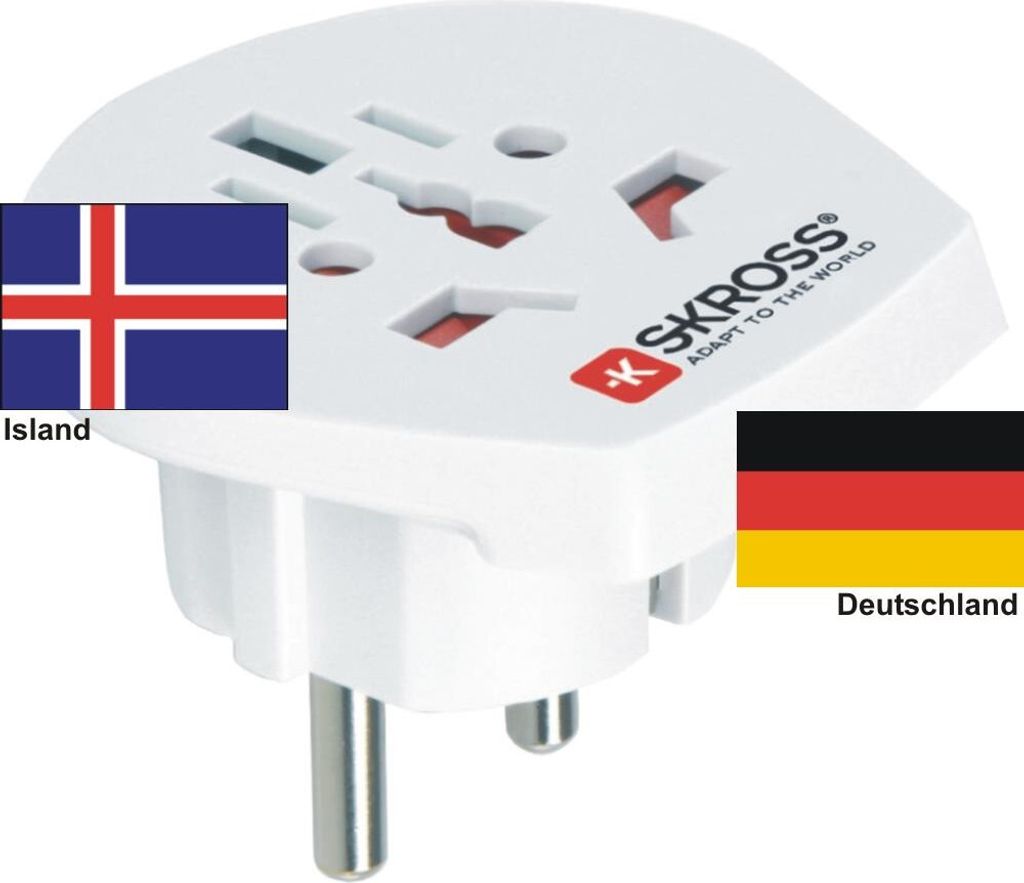 Reiseadapter Deutschland auf Island - Skross 1.500211 Reisestecker