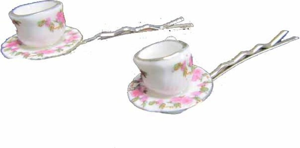 Tassen 2er Set Haarspangen Haarklammern Miniblings Teetassen Tasse Teatime rosa