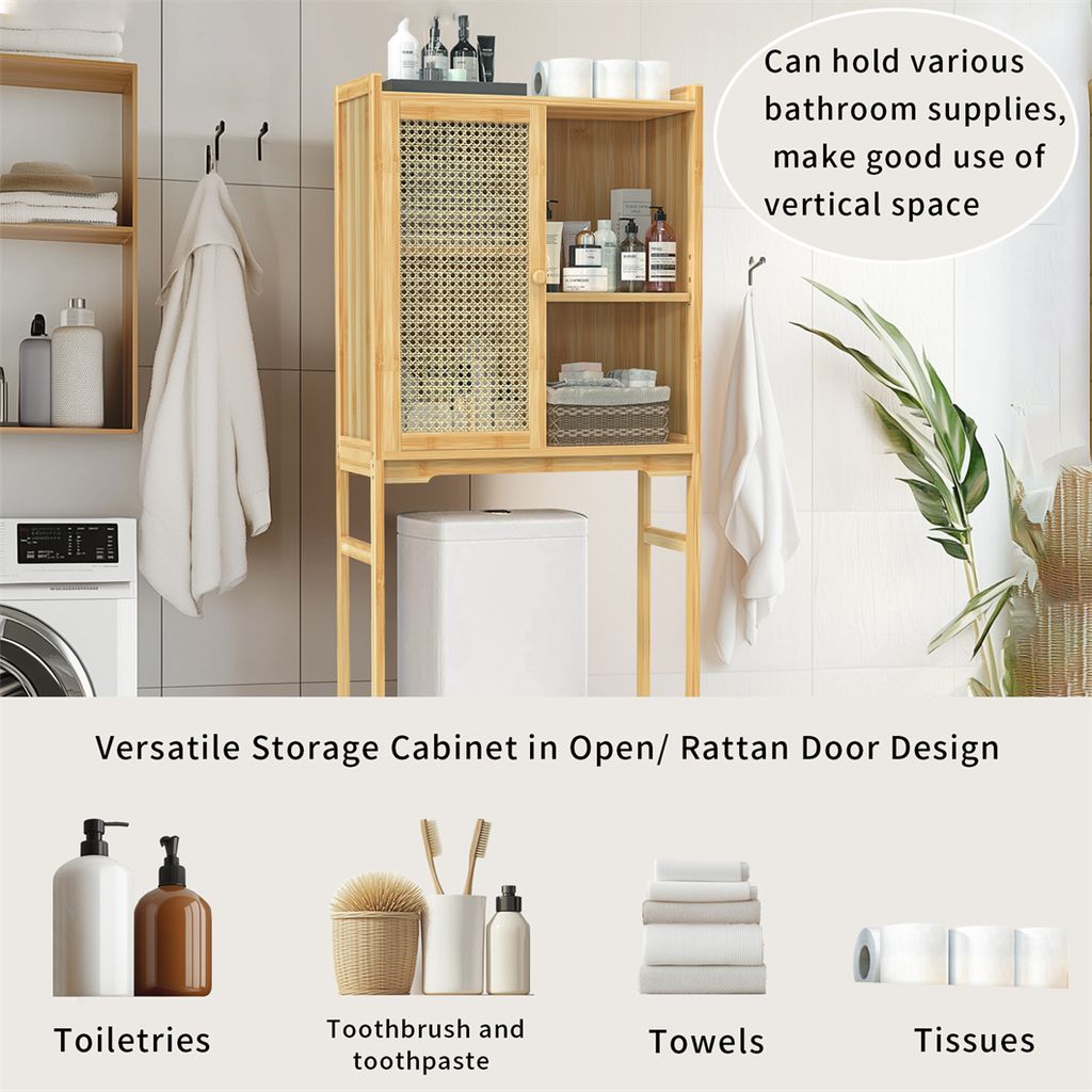 WISFOR Badregal Toilettenregal, Badezimmerregal mit Schrank Produktbild 12