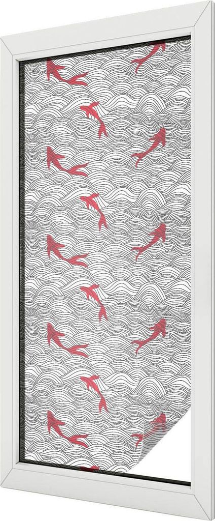 Buntglas Fensterfolie – 116x50 cm – Stained-Glass Design – blickdichte dekorative Sichtschutzfolie – selbstklebend, UV-Schutz – Wellenmuster
