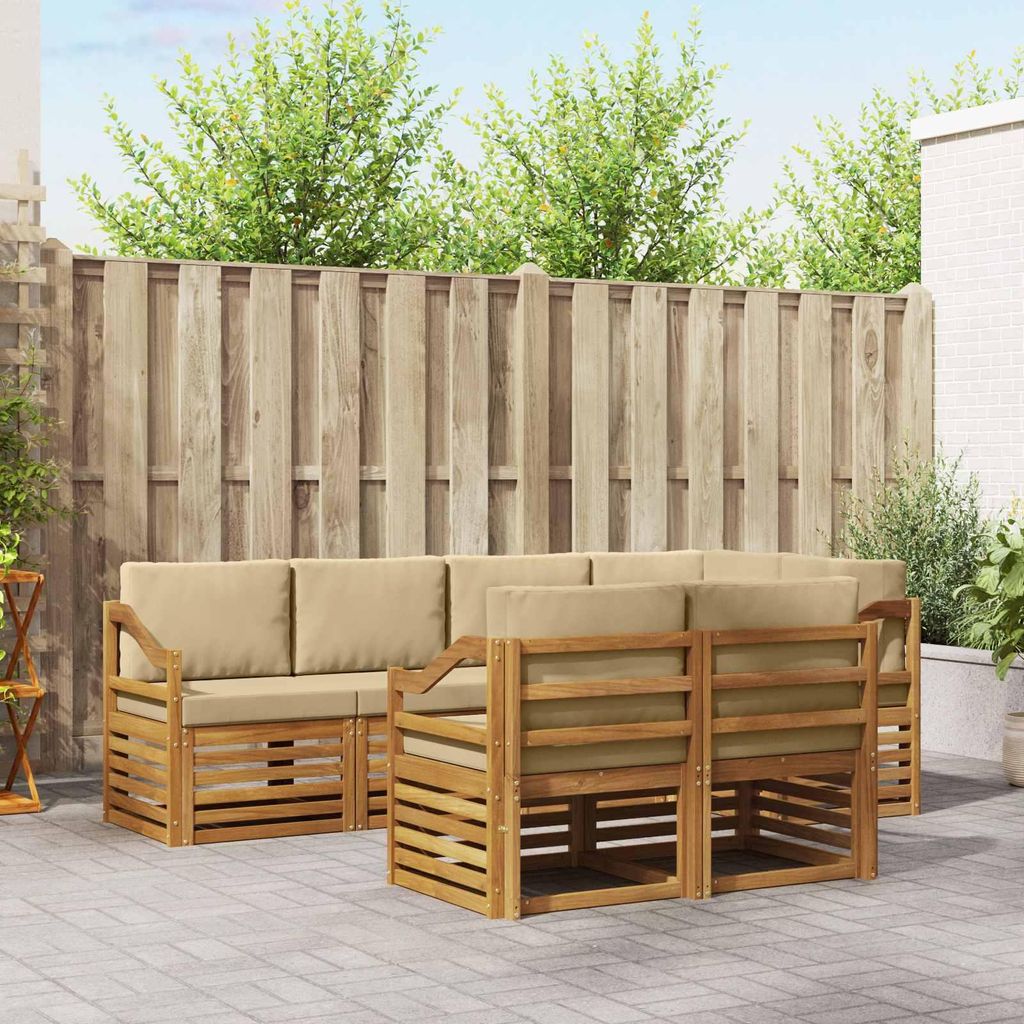 "Neues Produkt" Sofagarnituren - CLORIS - Terrassen-Sofa - 7 pcs - Natur und Beige Massivholz Akazie - Modern Gartensofas V2011