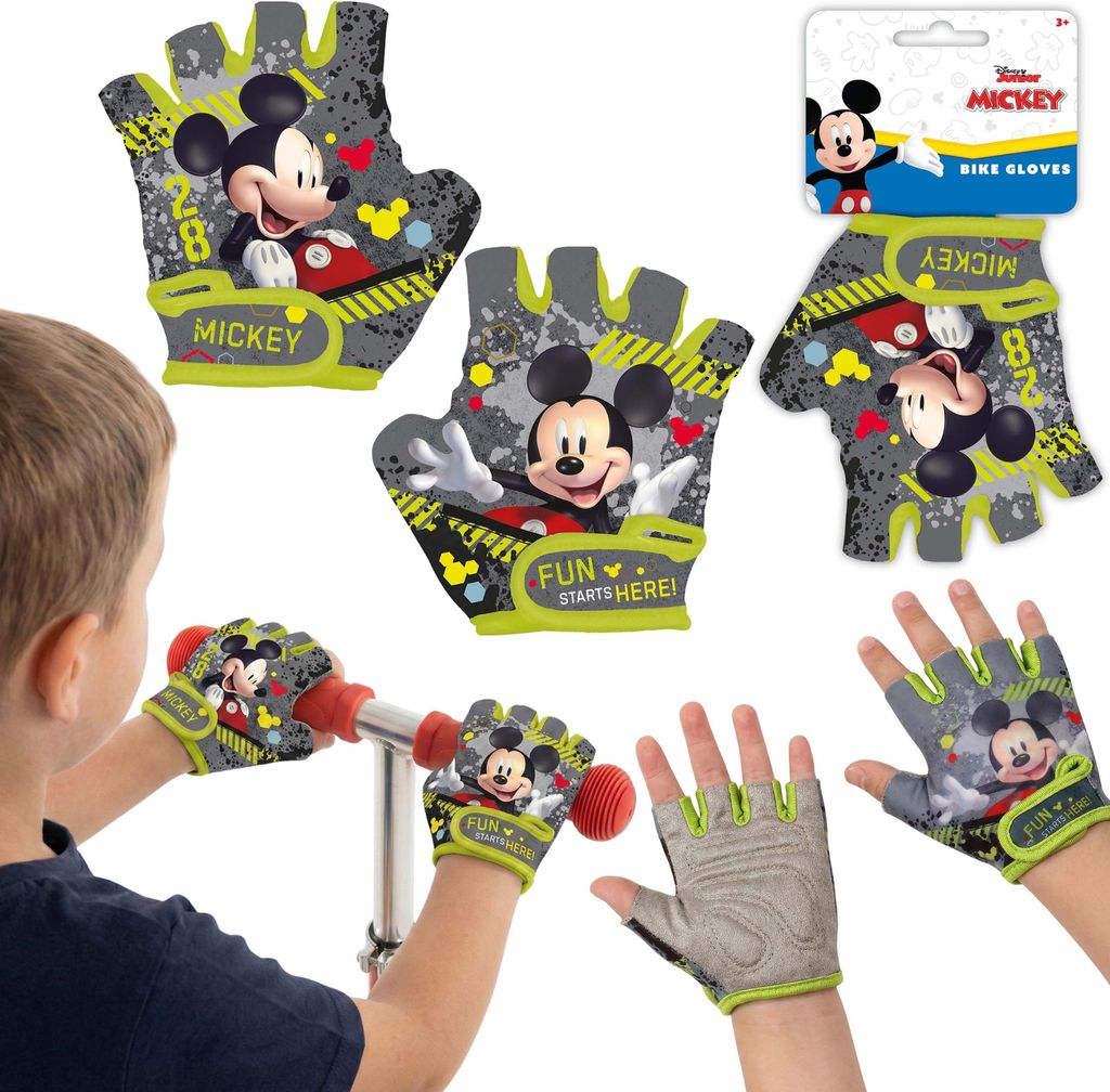 DISNEY Mickey Mouse Fahrradhandschuhe für Jungen, Kinder-Fahrradhandschuhe für Fahrrad und Roller, mit Klettverschluss