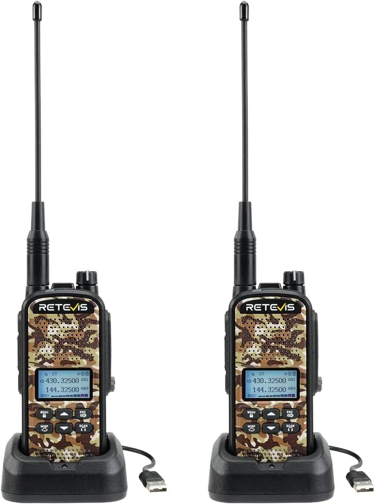 Retevis EZTalk 62 walkie talkie, 7 chiamate di caccia, IP67 impermeabile, 2200mAh ricaricabile, radio per la caccia, avventure all'aperto (2 pezzi, mimetico)