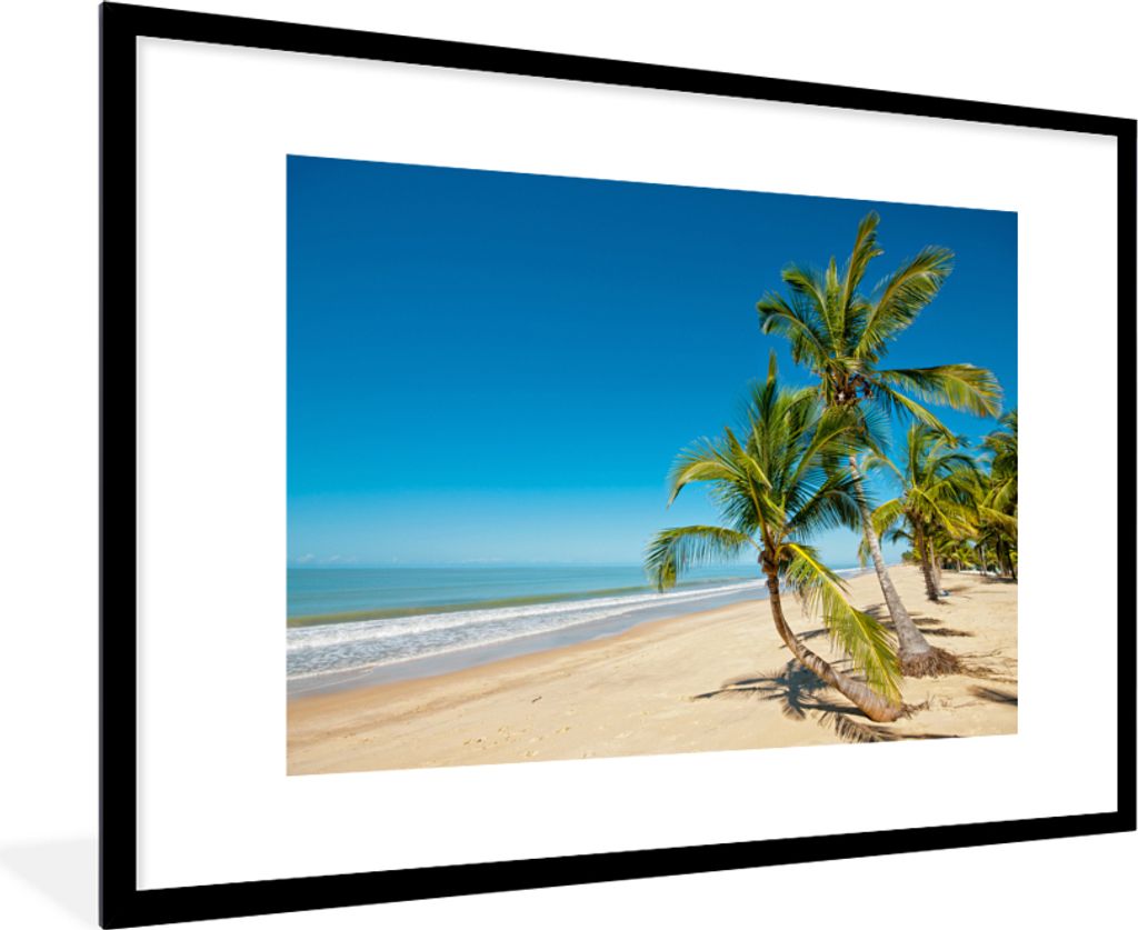 MuchoWow MuchoWow Gerahmtes Poster Strand - Meer - Palme 90x60 cm - Poster mit zchwarzem Bilderrahmen - Wanddekoration - Fotos