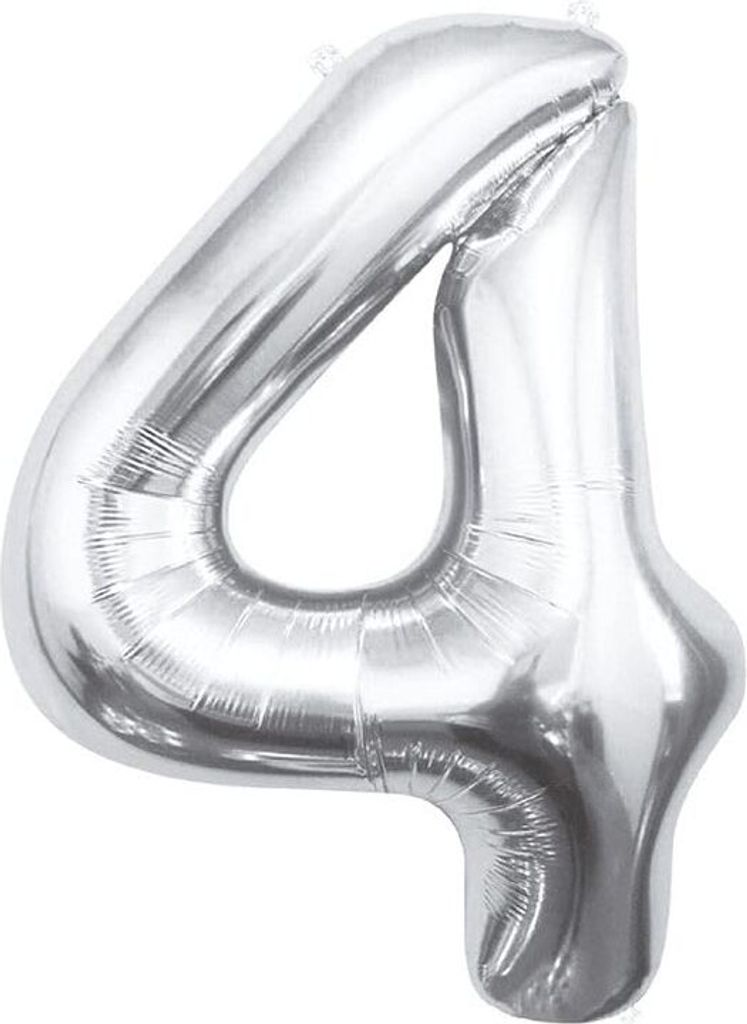 Godan XL Folienballon Zahl 4 Silber 85 cm