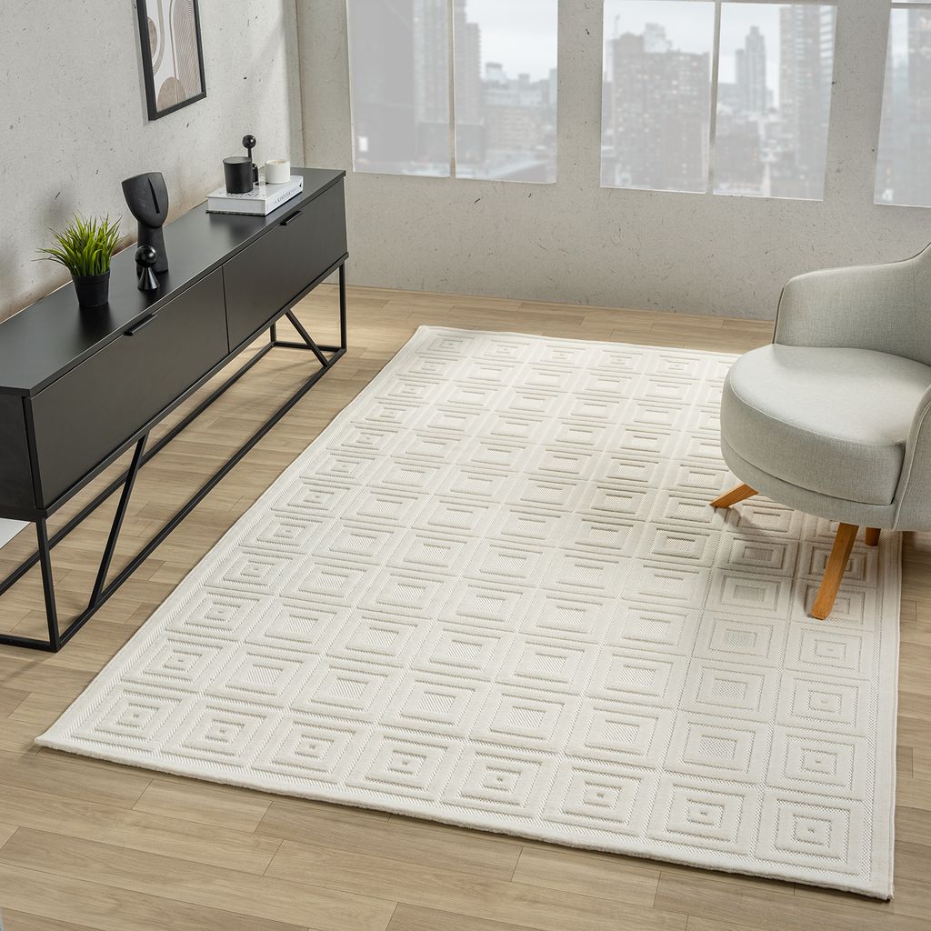 Moderner Kurzflor Teppich Wohnzimmer Schlafzimmer Produktbild 