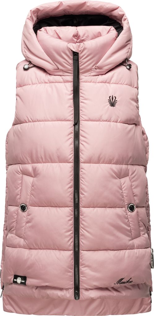 Marikoo Zarinaa Damen Herbst Steppweste mit Kapuze Bodywarmer Vegan Ärmellose Weste Powder Rose Gr. 38 - M