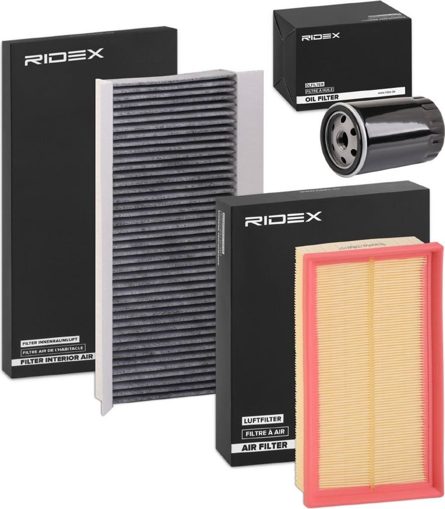 RIDEX Filterset Inspektionspaket Filtersatz für FORD Fiesta Mk6 Schrägheck (JA8, JR8) Focus II Schrägheck (DA, HCP, DP) FOCUS (DAW, DBW) FOCUS K...