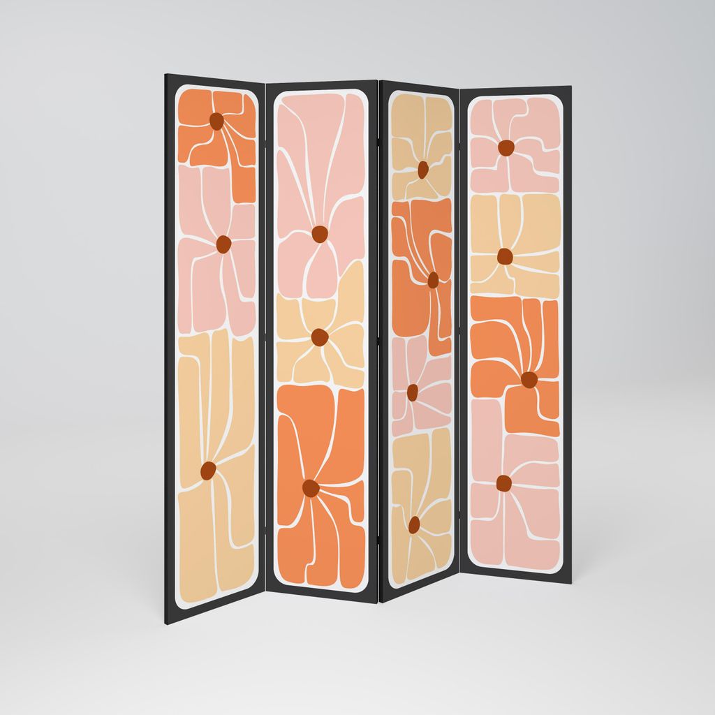 SpaceRebels Paravent Raumteiler - 4-teilig Raumtrenner, Druck 2-Seite - Raumtrenner - Trennwand Wohnung - Room Divider - Spanische Wand Deko Modern...