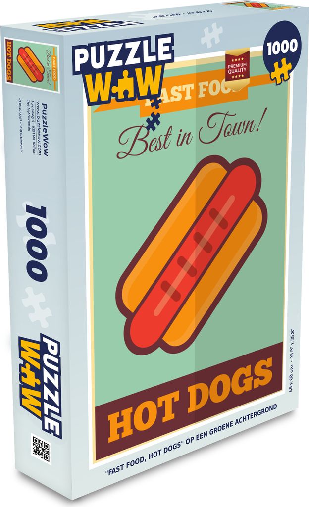 MuchoWow Puzzle 1000 Teile Hot Dogs - Fast Food - Vintage - Mancave - Das Beste der Stadt! - Spielzeug - Alt und Jung - Spiele - Puzzeln