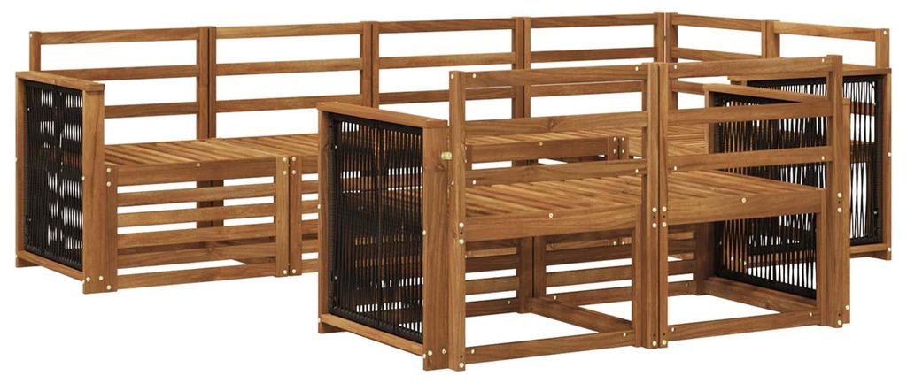 vidaXL Ecksofa Set 6 pcs Natur Massivholz Akazie