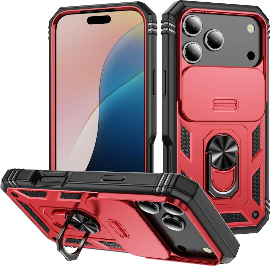 Cover Rossa iPhone 17 Pro: Stile Rugged con Porta Carte e Ring