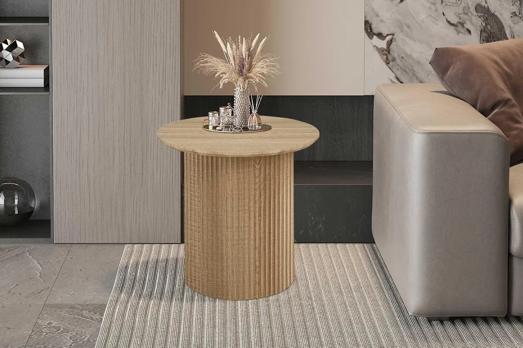 Petite table basse Lagos Ø50 cm robuste en chêne pour salon moderne - 3