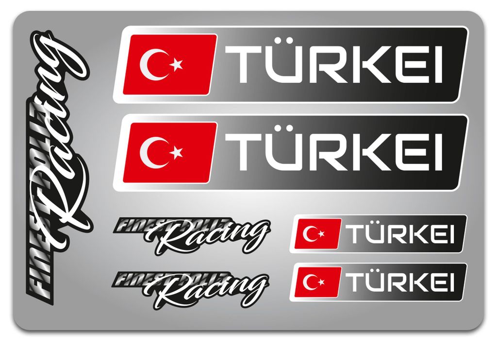 4er Set Länderfahnen Aufkleber – Flaggen Sticker für Auto, Fahrrad, Motorrad & Helm R156-30 Türkei