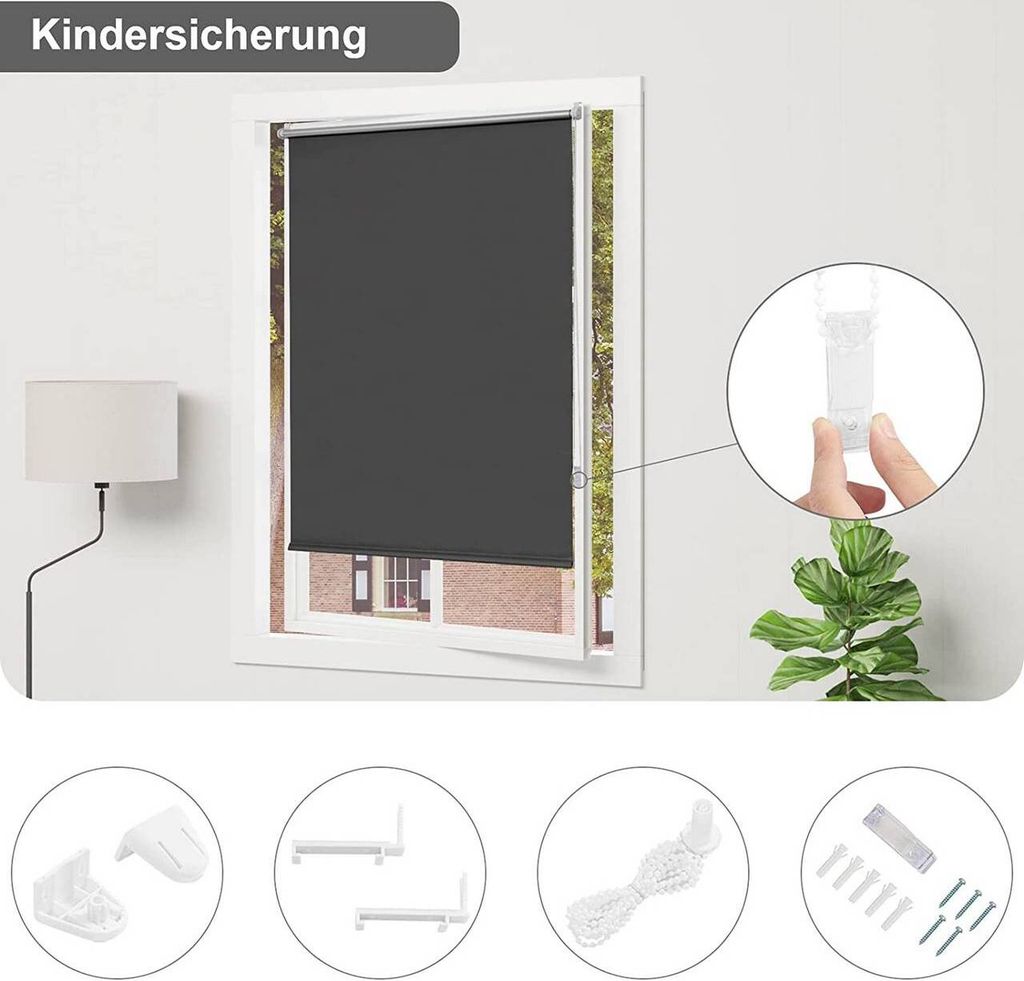WOLTU Verdunklungsrollo ohne Bohren, Thermorollo Klemmfix Produktbild 