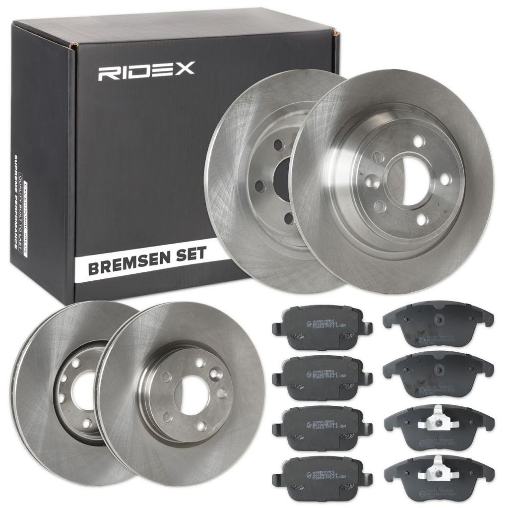 2x BREMSSCHEIBEN mit Kolbenclip Anti-Quietsch-Blech + BREMSBELÄGE VORNE HINTEN