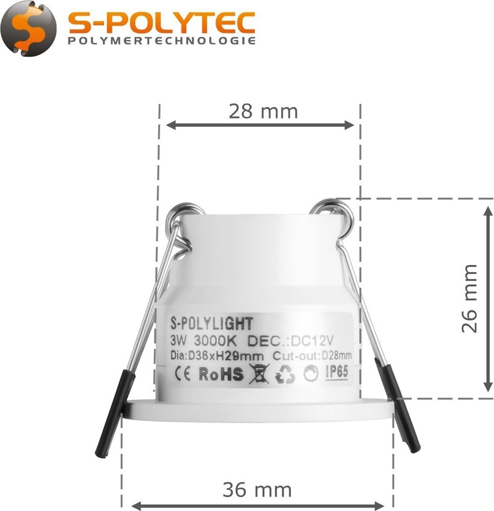 S-Polytec PREMIUM Mini LED- Einbauspot Set Warmweiss Produktbild 4