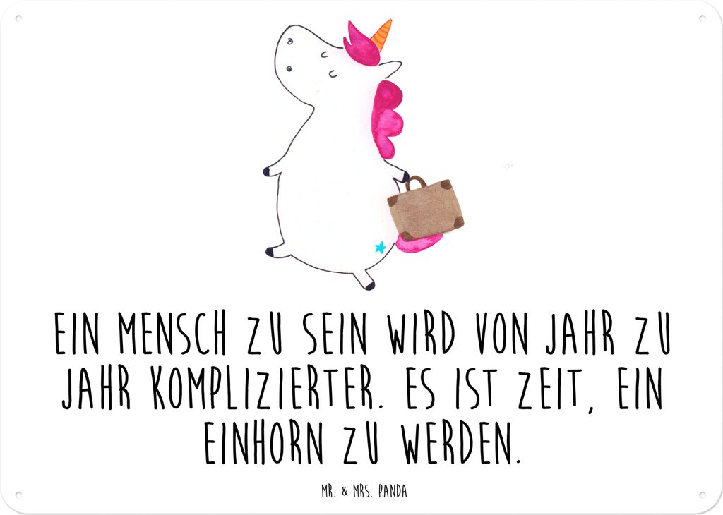 Mr. & Mrs. Panda tafel Einhorn Koffer DIN A3 - Weiß - Geschenk, Einhörner, Türschild, Schild, Lustig, Magnetschild, Reise, Wandbild, Unicorn, Bl...