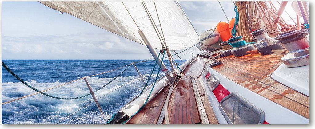 Tulup Leinwandbild - 125x50 cm - Wandkunst - Drucke auf Leinwand - Leinwanddruck - Fahrzeuge - Braun - Segelboot Meer