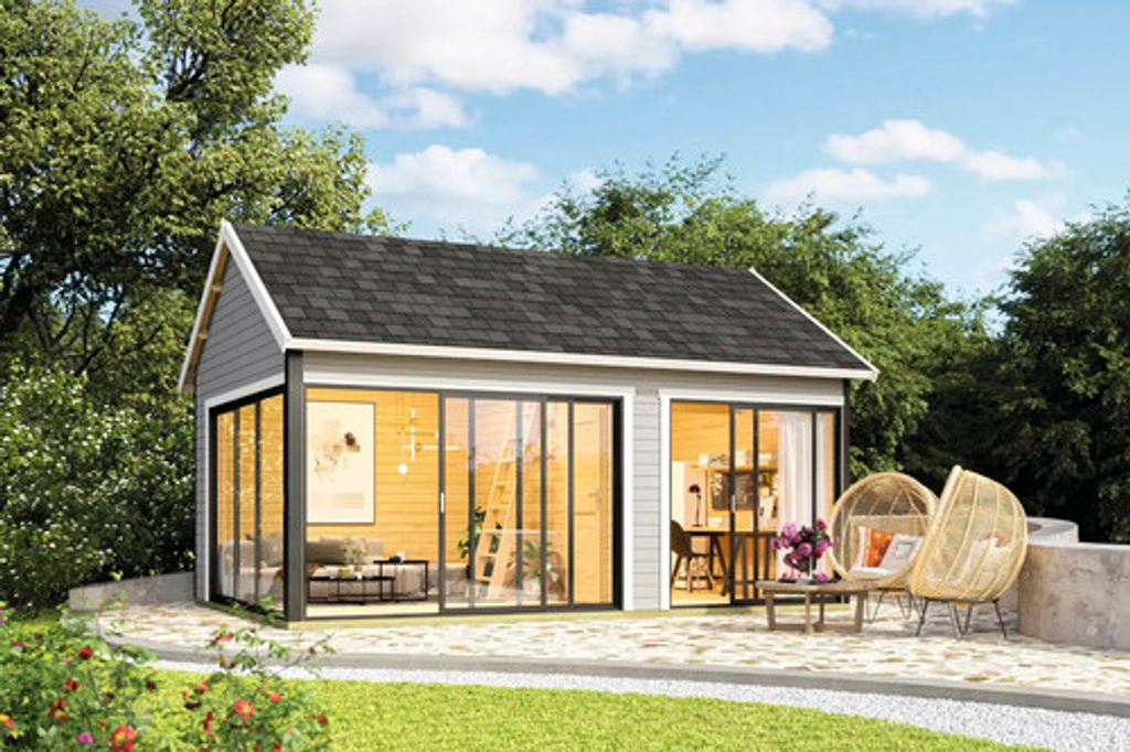 Gartenhaus weka M 445 A Gr. 2 inkl. Fußboden 618 x 505,6 cm hellgrau