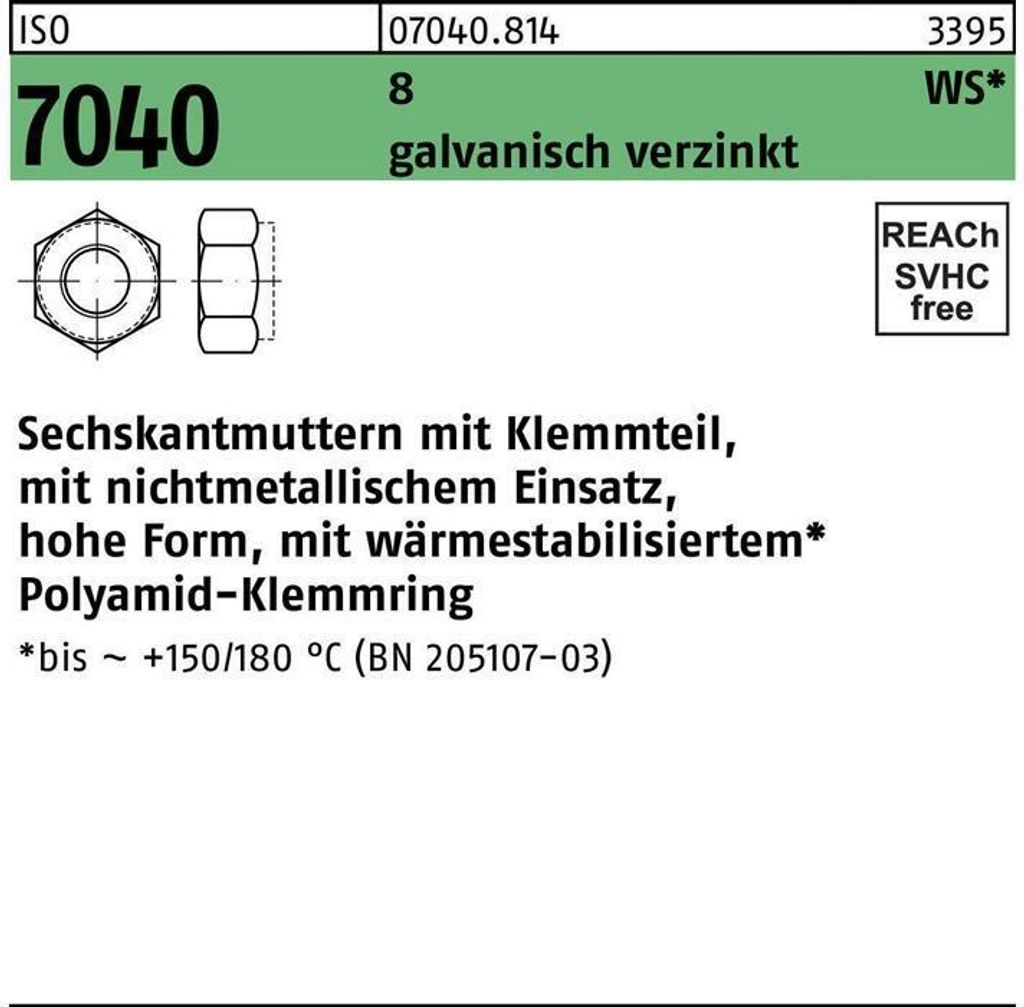 Reyher  Sechskantmuttern ISO 7040 8 M 5 vz Zn (1000 Stück) Produktbild 