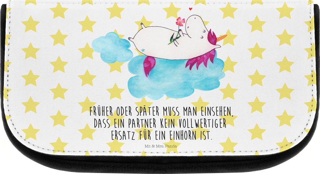 Mr. & Mrs. Panda Kulturtasche Einhorn Verliebt - Weiß - Geschenk, Schminktasche, kulturtäschchen, Kosmetiktasche, Freundin, Liebe, Unicorn, Make-...
