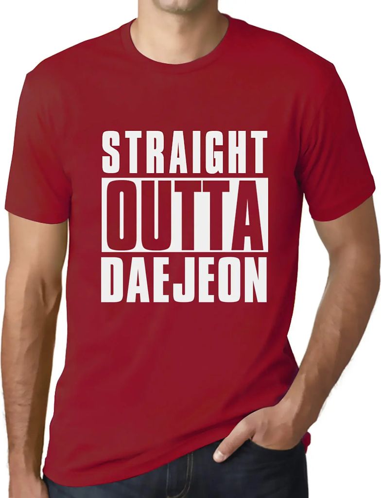 Herren Grafik T-Shirt Straight Outta Daejeon Öko-Verantwortlich Vintage Jahrgang Kurzarm Lustige Druck Geburtstag Geschenk Mann