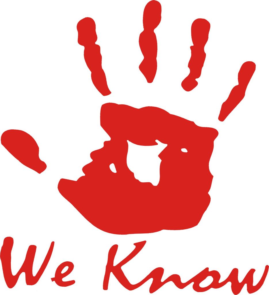 Reflektierende Stoßstangen-Aufkleber Rote Quadratische Handabdrücke WE KROW Reflektierender Autoaufkleber Personalisierte Dekoration