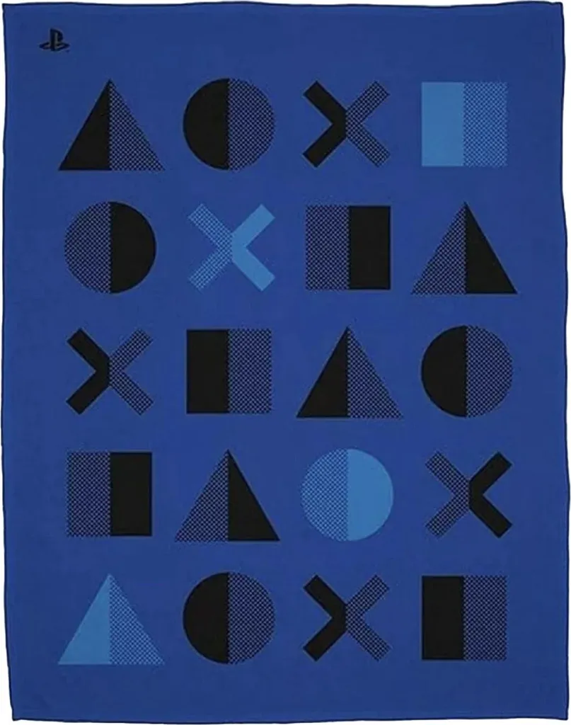 Couverture Playstation pour Joueur - Plaid Polaire 150x100 cm Bleu Noir