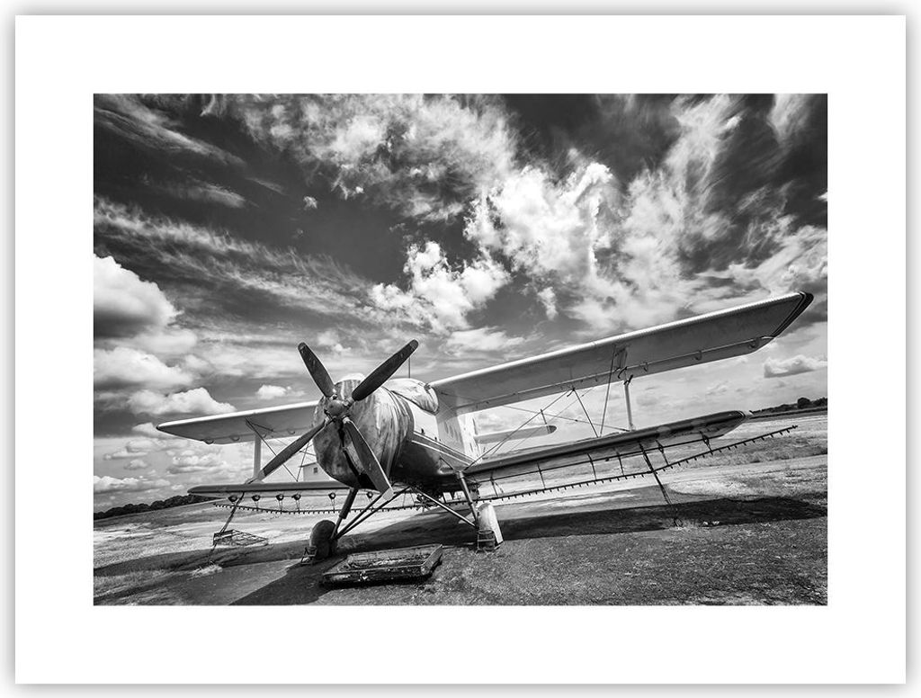 Poster - Poster ohne Rahmen - An-2 Flugzeug Schwarzweiß - 40x30 cm - Wand Bild - Wanddeko - Wandbilder - Kunstposter - Wandposter - Bilder - Kunst...