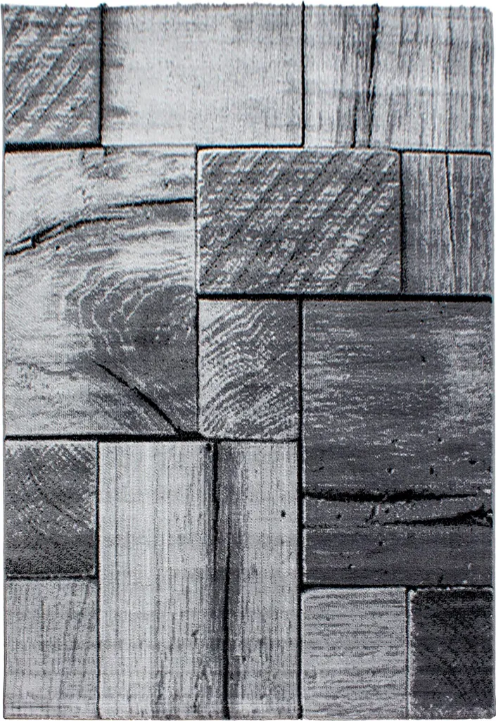Tapis Couloir Noir 80x150 cm Teppium Design Moderne Effet Bois Chic
